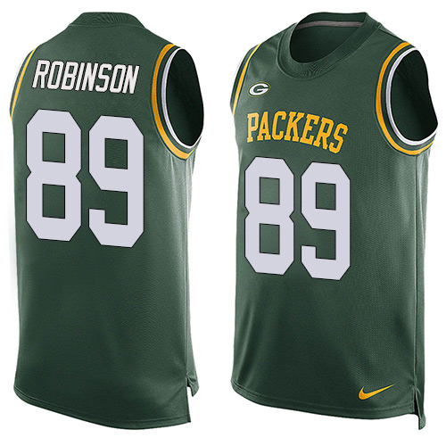 Men's Limited Dave Robinson Nike Jersey Green - #89 Player Name & Number Tank Top NFL Green Bay Packers